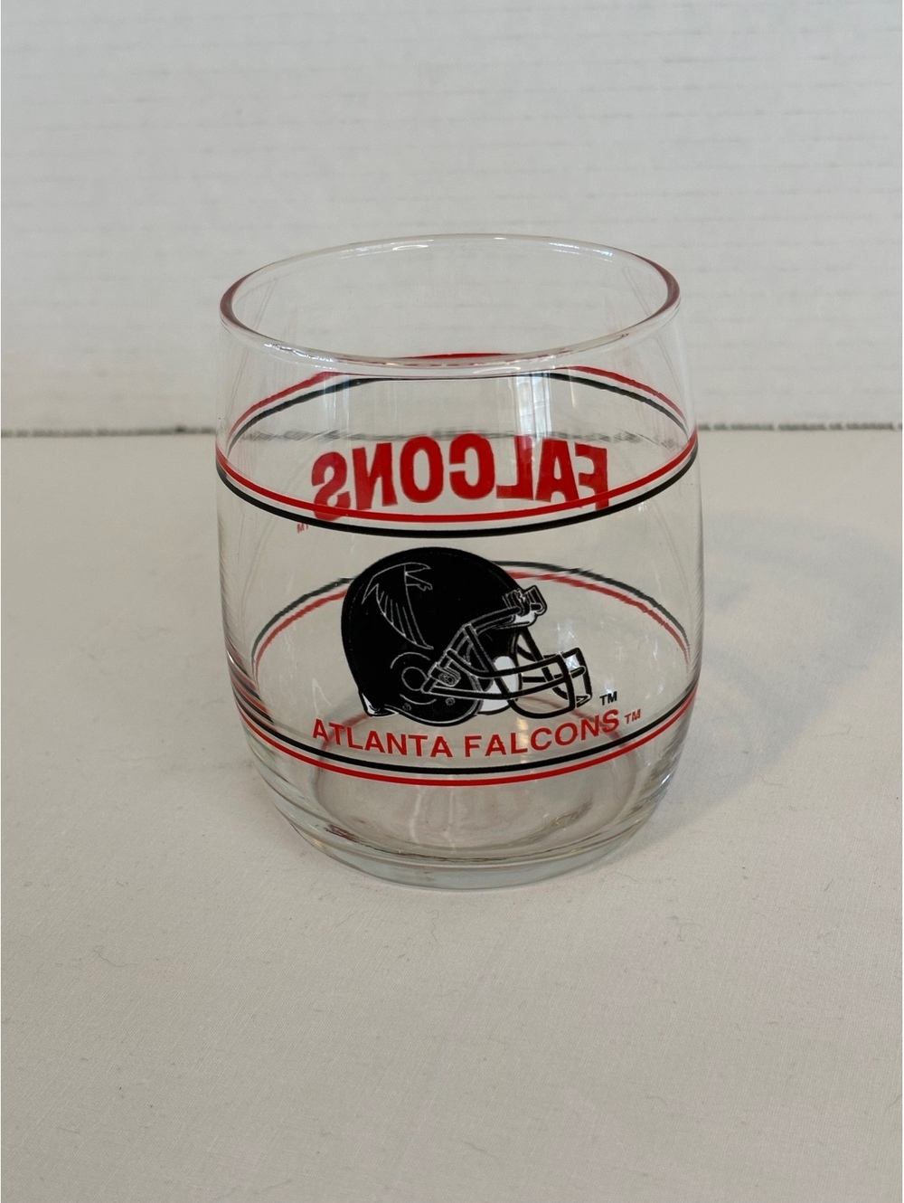 Vintage 1980s Atlanta Falcons NFL Rocks Glass – 12oz Tumbler Retro Helmet Logo